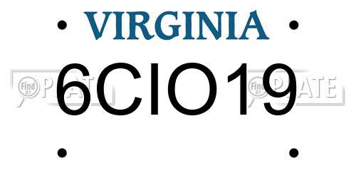 6CIO19 Virginia License Plate