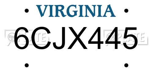 6CJX445 Virginia License Plate