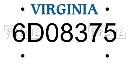 6D08375 Virginia License Plate