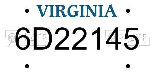 6D22145 Virginia License Plate
