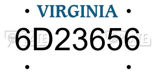 6D23656 Virginia License Plate