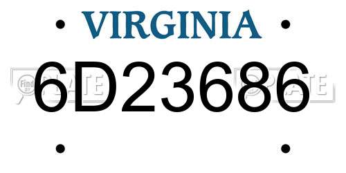 6D23686 Virginia License Plate