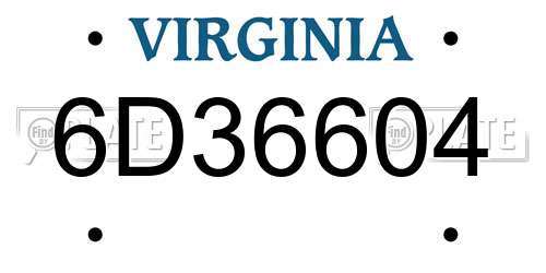 6D36604 Virginia License Plate