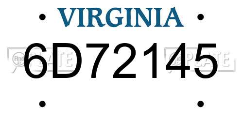 6D72145 Virginia License Plate