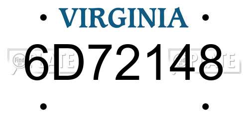 6D72148 Virginia License Plate