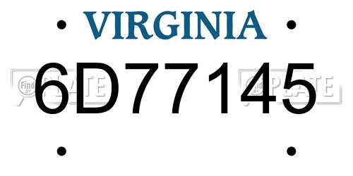 6D77145 Virginia License Plate