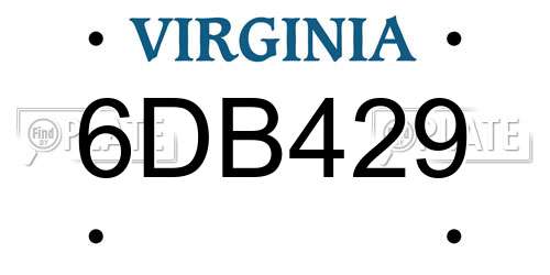 6DB429 Virginia License Plate