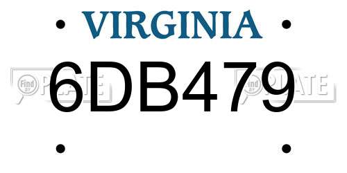 6DB479 Virginia License Plate