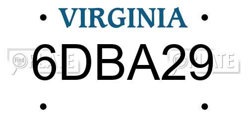 6DBA29 Virginia License Plate