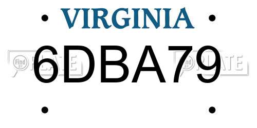 6DBA79 Virginia License Plate