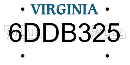6DDB325 Virginia License Plate