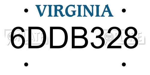 6DDB328 Virginia License Plate