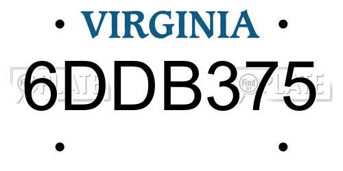 6DDB375 Virginia License Plate