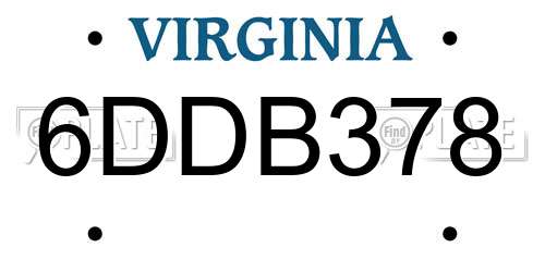 6DDB378 Virginia License Plate