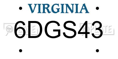 6DGS43 Virginia License Plate