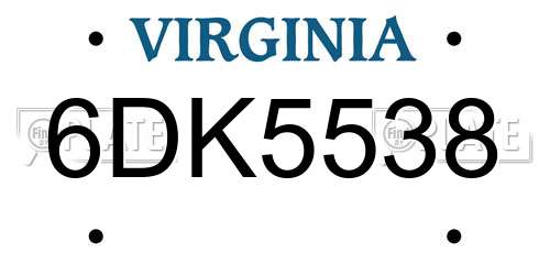 6DK5538 Virginia License Plate