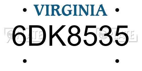 6DK8535 Virginia License Plate