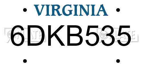6DKB535 Virginia License Plate