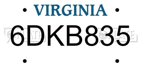 6DKB835 Virginia License Plate