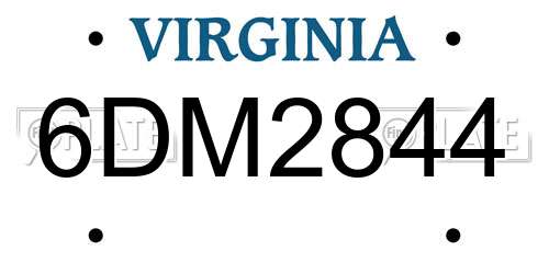 6DM2844 Virginia License Plate