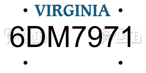 6DM7971 Virginia License Plate