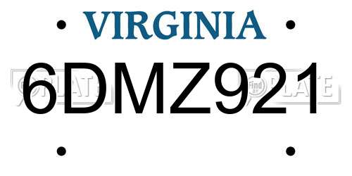 6DMZ921 Virginia License Plate