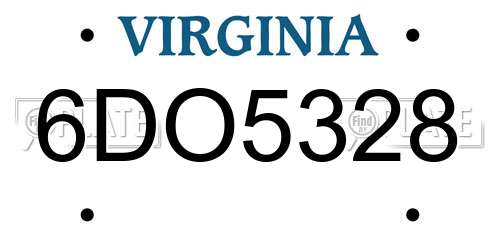 6DO5328 Virginia License Plate