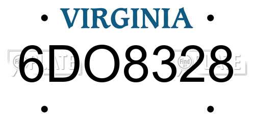 6DO8328 Virginia License Plate