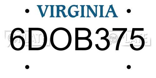6DOB375 Virginia License Plate