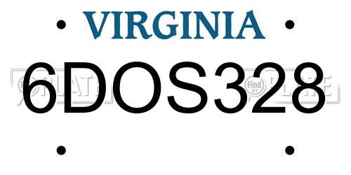 6DOS328 Virginia License Plate