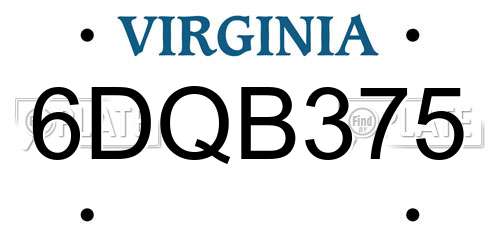 6DQB375 Virginia License Plate