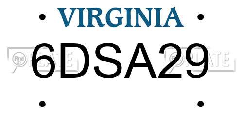 6DSA29 Virginia License Plate