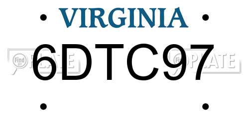 6DTC97 Virginia License Plate