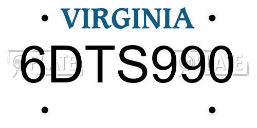 6DTS990 Virginia License Plate