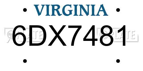 6DX7481 Virginia License Plate