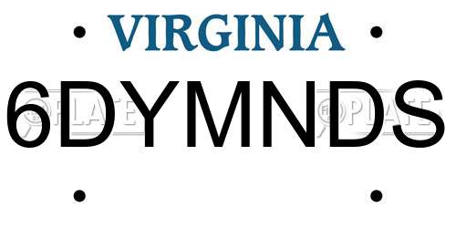 6DYMNDS Virginia License Plate