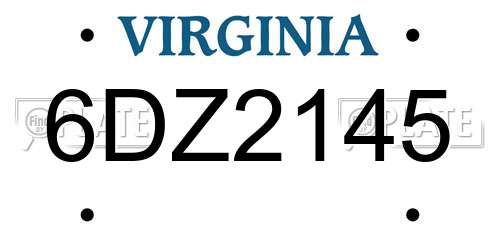 6DZ2145 Virginia License Plate