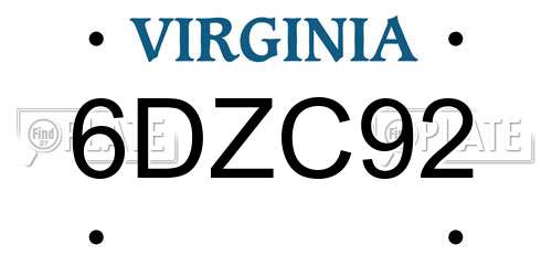 6DZC92 Virginia License Plate