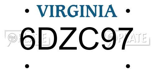 6DZC97 Virginia License Plate