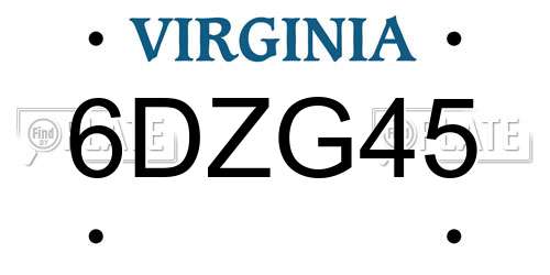 6DZG45 Virginia License Plate