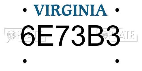 6E73B3 Virginia License Plate