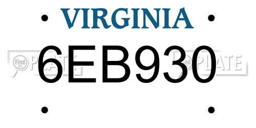 6EB930 Virginia License Plate