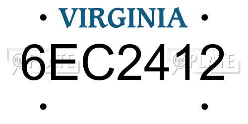 6EC2412 Virginia License Plate