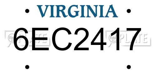 6EC2417 Virginia License Plate