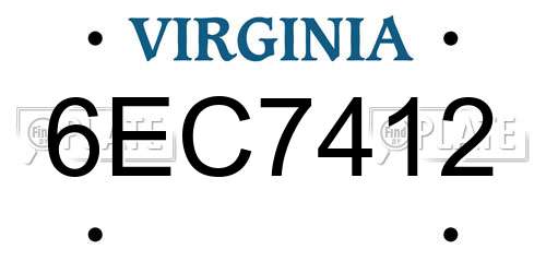 6EC7412 Virginia License Plate