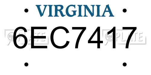 6EC7417 Virginia License Plate