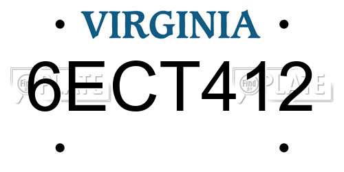 6ECT412 Virginia License Plate