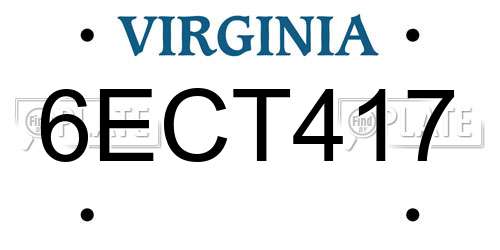 6ECT417 Virginia License Plate