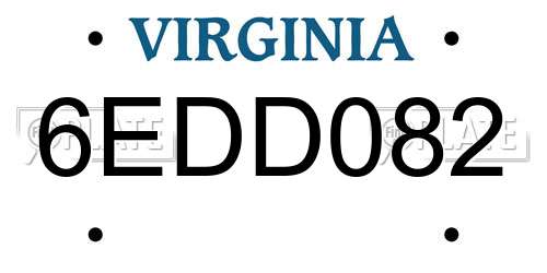 6EDD082 Virginia License Plate