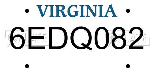 6EDQ082 Virginia License Plate